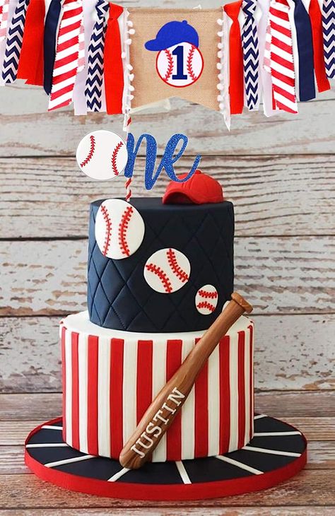 This adorable banner will be perfect for your baby boy's birthday party and photo shoot!It is made with vintage inspired baseball fabric, burlap, navy and red fabric along with a burlap pennant with the a baseball, number one. It can be used several times, it is no only for you first child but also the second one or your friends’ child. You can give them as a gift with your best wishes. Baseball First Birthday Party, Baseball Theme Cakes, Baseball Theme Birthday Party, Baseball Birthday Cakes, 1st Birthday Boy Themes, Baseball Theme Birthday, Baseball First Birthday, Baseball Cake, Boys 1st Birthday Party Ideas