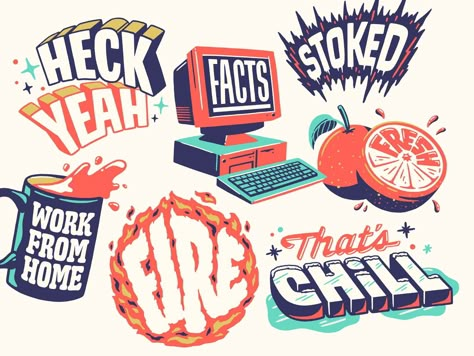 Facebook — Typographic Stickers! by Scott Biersack   #dribbble #design #lettering #facebook #stickerst #typography Inspiration Typographie, Typography Drawing, Sticker Design Inspiration, Design Jobs, Typographic Design, Typography Inspiration, Sticker Collection, Graphic Design Inspiration, Typography Design