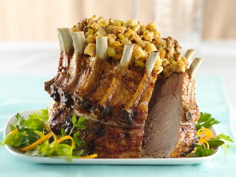 Pork Crown Roast w/ Fruited Stuffing Supreme Crown Roast Of Pork, Crown Roast, Pork Dinners, Full Course Meal, Apple Pork, Christmas Dinners, Christmas Feast, Fall Menu, Fall Dinner Party