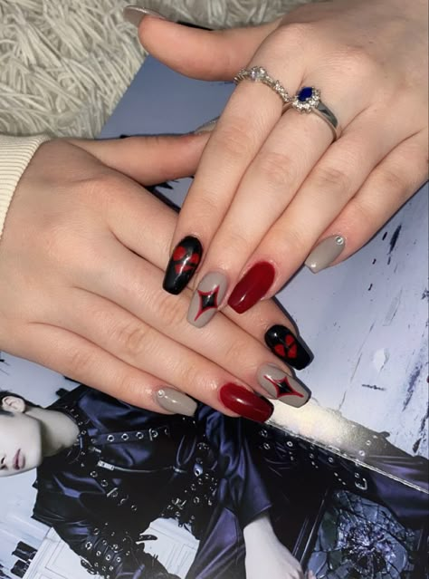 Kpop Artist Nails, Txt Inspired Nails Temptation, Txt Themed Nails, Txt Nail Art, Enhypen Nails Designs, Txt Nails Designs, Txt Nails, Good Boy Gone Bad, Kpop Nails