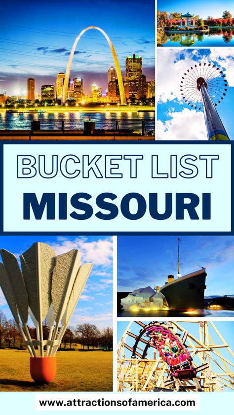 Planning a trip to Missouri? In this Missouri travel guide, find the best things to do in Missouri. Check out places to visit in Missouri | Missouri bucket list | Places in Missouri | Attractions in Missouri | Landmarks in Missouri | Sights in Missouri | What to do in Missouri | Things To Do in St. Louis | Branson attractions #Missouri #Branson #StLouis #usa Missouri Travel Places To Visit, What To Do In Missouri, Missouri Winter Getaways, Missouri Bucket List, Things To Do In St Louis Missouri, Branson Missouri Vacation Things To Do, Youth Trip, Travel Missouri, Things To Do In Missouri