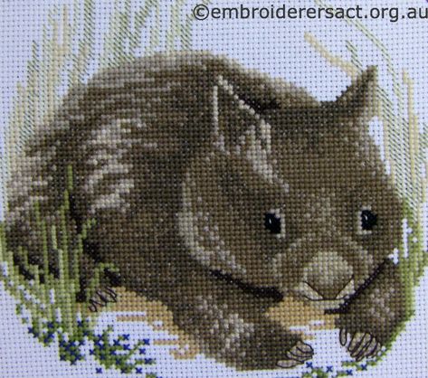 Wombat cross stitch by Irene Burton Wombat Cross Stitch Pattern, Elephant Cross Stitch, Beautiful Cross Stitch Pattern, Animal Cross Stitch Patterns, Different Stitches, Stitch Ideas, Cross Stitch Animals, Cross Stitching, Stain Glass