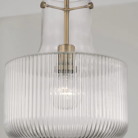 Birch Lane Altera 1 - Light Single Pendant & Reviews - Wayfair Canada Fluted Glass, Capital Lighting, Bathroom Sconces, Curtain Hardware, Outdoor Sconces, Flute Glass, Mirror Interior, Metal Mirror, Glass Pendant Light