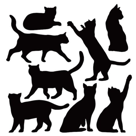 Hand drawn animals silhouette set illust... | Free Vector #Freepik #freevector #cat-silhouette #animal-silhouette #hand-drawn-animals #animal-icon Cat Shadow, Animal Silhouette, Cat Silhouette, Vector Hand, Young Artist, Animal Drawings, Art Tutorials, Art Inspo, Graphic Resources