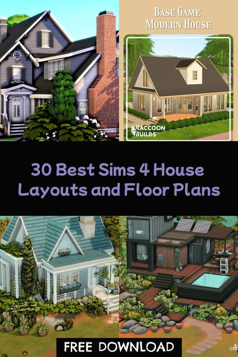 Discover expertly designed house layouts and floor plans to inspire your next Sims 4 creation and give your Sims their dream home. Click here for more ideas! Floor Plans For Sims 4, Sims 4 House Layout Floor Plans, Sims House Plans Layout, Floorplan Sims 4, Sims 4 Blueprints Floor Plans, Sims 4 Build Ideas Floor Plans, House And Floor Plan, Sims 4 Houses Layout Floor Plans, Sims Blueprints