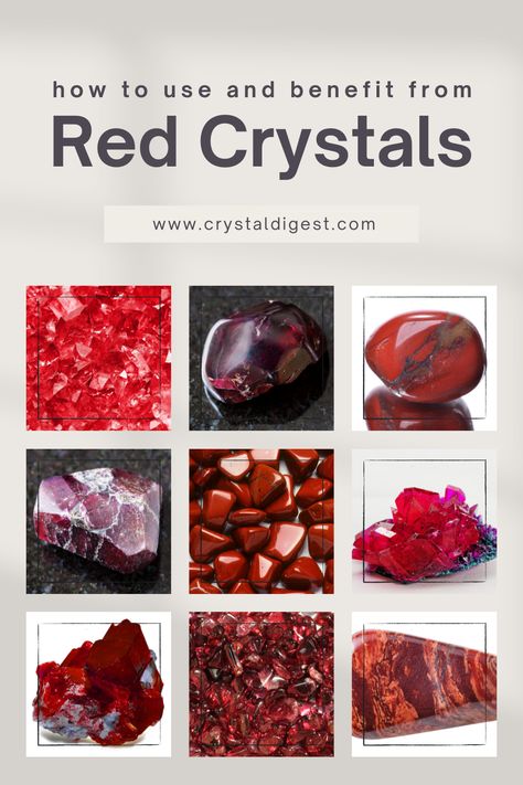 Discover the powerful benefits of incorporating red crystals into your life. Known for their vitality and passion, red crystals energize and ground, boosting motivation and vitality. From garnet to red jasper, these stones stimulate the root chakra, fostering courage, strength, and a deeper connection to the physical world. Embrace the fiery energy of red crystals to ignite your inner flame and embark on a journey of self-discovery and empowerment. Red Quartz Meaning, Red Crystals Stones, Crystal Benefits, Fire Energy, Red Meaning, Strong Emotions, Crystal Uses, Prime Colors, Crystal Guide