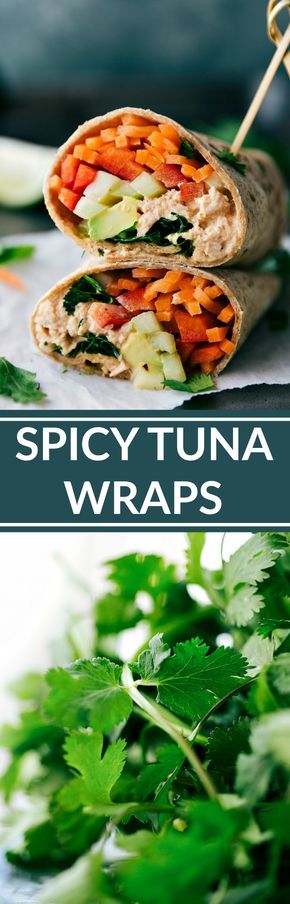 SPICY TUNA WRAPS! Healthy easy and delicious! via chelseasmessyapron.com Tuna Wraps Healthy, Spicy Tuna Wrap Recipe, Sriracha Tuna, Wraps Homemade, Tuna Wraps, Spicy Tuna Sushi, Tuna Sushi Rolls, Tuna Fish Sandwich, Tuna Wrap