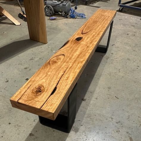 SOLD SAGA Introducing this Rare Reclaimed Messmate Beam Bench Seat! Crafted from 60mm thick solid timber, this piece is a true standout with its wow factor. Mounted on two powder-coated 150mm steel legs, it measures 1990mm L x 250mm W x 470mm H. Don’t miss out on this unique piece, available now for just $999 DM us to purchase! #benchseat #interiordesigner #interiordecor #furniture #furnituremaker #diningtable I Beam Table, Structure I Beam Tables, Steel Beams Table, Hand Hewn Beam Table, Steel Beams Structure, Bench Seat, Wow Factor, Furniture Maker, Steel Legs