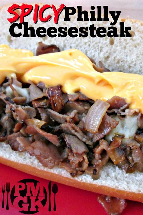 Spicy Philly Cheese Steak, Sub Recipes Sandwiches, Cheesesteak Recipes, Philly Cheese Steak Sandwich Recipe, November Food, Steak And Cheese Sub, Chopped Cheese Sandwich, Best Philly Cheesesteak, Philly Cheese Steak Sandwich