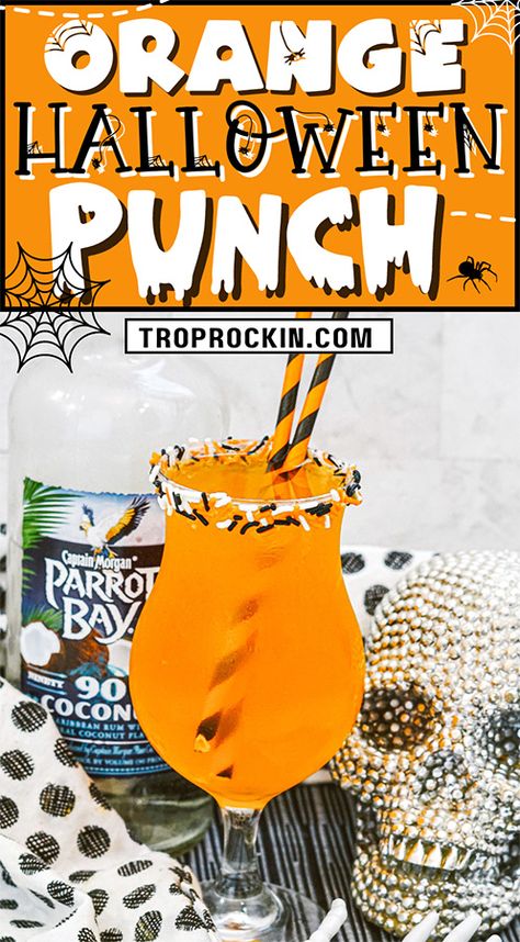 Punch Drinks Alcohol, Orange Halloween Punch, Halloween Cocktails Punch, Halloween Party Drinks Alcohol, Easy Halloween Punch, Halloween Punch Alcohol, Halloween Drinks Alcohol Punch, Punch Bowl Drinks, Halloween Punch Bowl