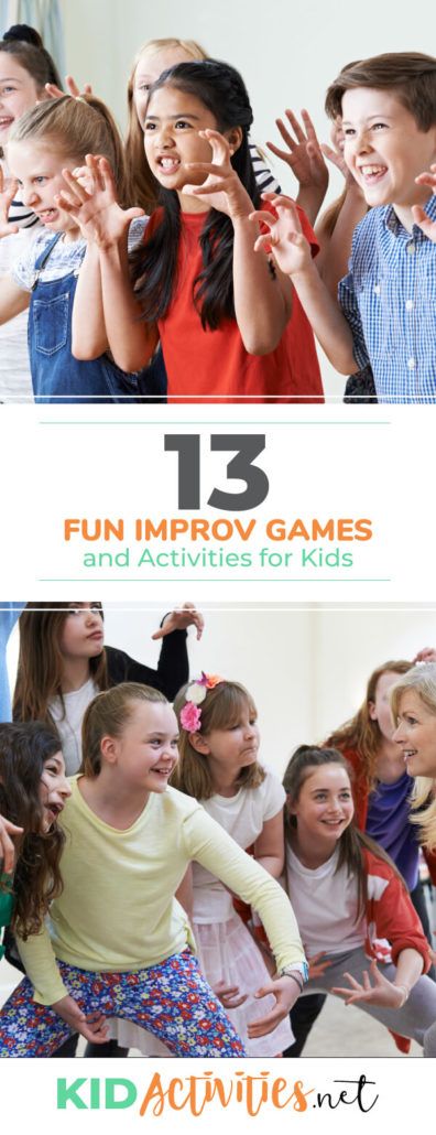 A collection of fun improv games and activities for kids. These are great for any drama program. Plenty of fun and entertainment are sure to ensue.#kidactivities #kidgames #activitiesforkids #funforkids #ideasforkids Improv Games For Kids, Drama Games For Kids, Fitness Games For Kids, Improv Games, Christmas Drama, Acting Exercises, Drama For Kids, Theatre Games, Drama Activities