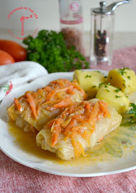 Traditional Lithuanian Stuffed Cabbage Rolls / Tradiciniai balandėliai – Lithuanian in the USA Two People In Love, Unstuffed Cabbage Rolls, Heritage Recipes, Lithuanian Recipes, Stuffed Cabbage Rolls, Small Cabbage, Hungarian Cuisine, Unstuffed Cabbage, Baltic Region