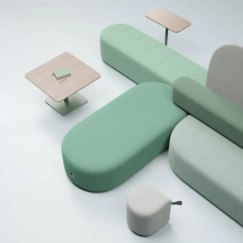 Revo workplace seating by Pearson Lloyd for Profim Earthshot Prize, Water Pipe Fittings, Partition Screen, Modular Seating, Printed Sofa, Good Readers, Classroom Furniture, Upholstery Foam, Workplace Design