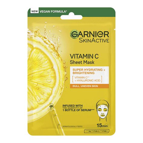 Vitamin C Sheet Mask for Glowing & Smooth Skin | Garnier UK Garnier Micellar Cleansing Water, Garnier Micellar, Garnier Skin Active, Micellar Cleansing Water, Daily Skin Care Routine, Daily Skin Care, Clean Face, Sheet Mask, Salicylic Acid