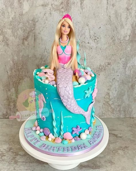 Mermaid Barbie Cake, Bday Cakes For Girls, Mermaid Cake Ideas, Magical Cake, Little Mermaid Birthday Cake, Dragon Birthday Cakes, Best Birthday Cake Recipe, Whimsical Mermaid, Doll Birthday Cake