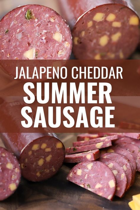 jalapeno cheddar venison summer sausage Cheddar Jalapeno Sausage Recipe, Deer Summer Sausage, Venison Summer Sausage, Venison Summer Sausage Recipe, Homemade Summer Sausage, Venison Sausage Recipes, Summer Sausage Recipes, Sausage Making Recipes, Venison Meat