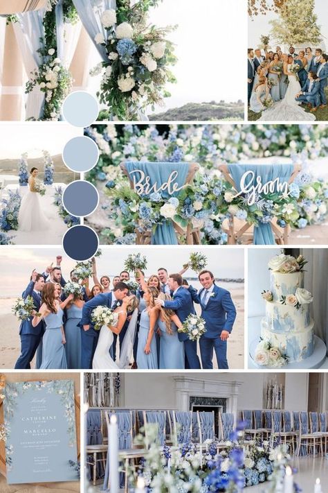 Discover affordable dusty blue wedding essentials to bring your dream theme to lifeElegant picks updated regularly for your special day. Blue On Blue Wedding, Jewel Tone Blue Wedding, Blue Scheme Wedding, Sky Blue And Champagne Wedding, Dusty Blue And Royal Blue Wedding, Wedding Decorations White And Blue, Wedding Colors With Light Blue, Pastels Wedding Colors, Wedding Theme Blue And White