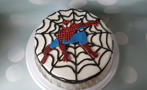 Spiderman cake. by Bianca White Spiderman Cake, Spiderman Cake Topper, Slab Cake, Superhero Birthday Cake, Superhero Theme Party, Novelty Birthday Cakes, Spiderman Theme, Spiderman Birthday Party, Cake White