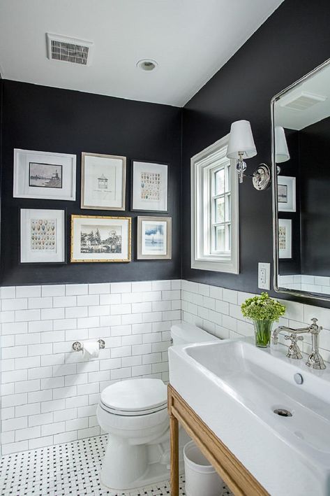 Small Bathroom Makeover Ideas, 1930s Bathroom, Bathroom Makeover Ideas, Black And White Bathroom, Casa Clean, 1920s House, Small Bathroom Makeover, Downstairs Bathroom, Tudor Style