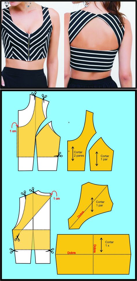 Pola Bra, Áo Blu, Diy Crop Top, Sew Ins, Diy Vetement, Costura Diy, Sewing Projects For Beginners, Sweater Knitting Patterns, Dress Sewing Patterns