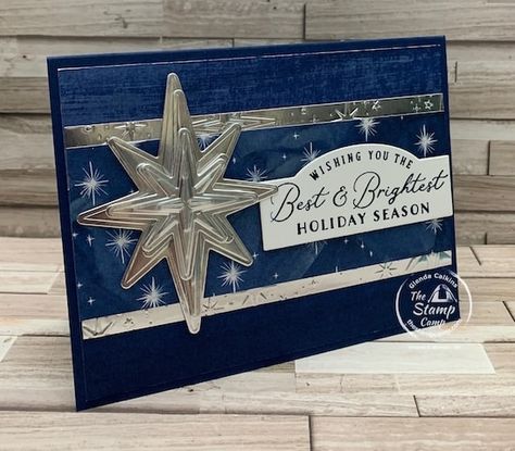 Blue Christmas Cards, Gorgeous Christmas Cards, Beautiful Stars, Punch Art Cards, Greeting Card Craft, Star Cards, Stampin Up Christmas Cards, O Holy Night, Stampin Up Christmas