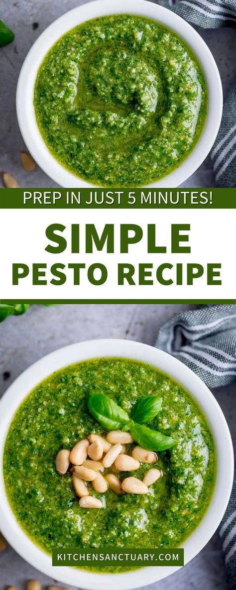 Simple Pesto Recipe, Fresh Basil Pesto, Basil Pesto Recipes, How To Make Pesto, Veggie Dip, Pesto Recipe, Basil Pesto, Recipe Card, Fabulous Foods