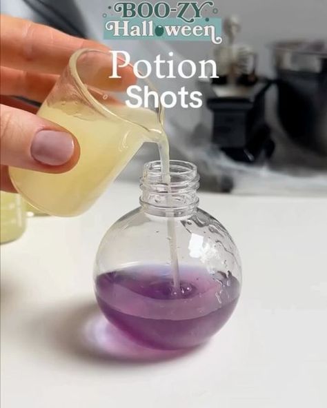 PureWow on Instagram: "Get into the spirit of the season with these spooky shots 👻 They are un-boo-lievable! 👻 ✨ Would you dare to try one at your Halloween party? 😱 

#halloweencocktails #ghostshots #shots#halloweenshots #fallcocktails #halloween #alienbrainshots #potionshots" Potion Bottles, Halloween Cocktails, Fall Cocktails, Beakers, Potion Bottle, Health Drink, October 31, Prime Day, Follow On Instagram