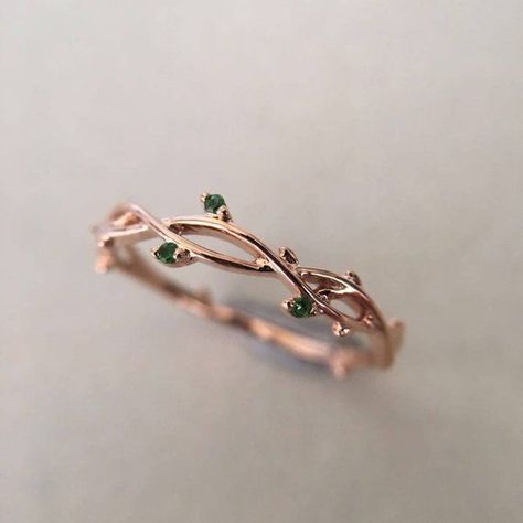 Rose Gold Emerald Ring, Ring Tree, Smaragd Ring, Emerald Band, Ring Rosegold, Branch Ring, Ring Rose Gold, Rose Gold Band, Cute Rings