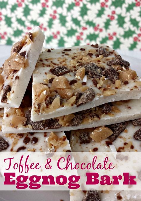 Toffee and Chocolate Eggnog Bark - My Suburban Kitchen Christmas Toffee Bark, Making Toffee, Chocolate Eggnog, Christmas Toffee, How To Make Toffee, Suburban Kitchen, Toffee Bark, Chocolate Toffee, Candy Making