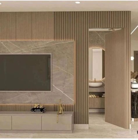 Invisible Doors With Tv Unit, Tv Next To Door Living Rooms, Tv Wall Next To Door, Tv Unit With Door Design, Living Room Hidden Door, Hidden Door In Living Room, Tv Wall With Door, Tv Unit With Hidden Door, Tv Unit With Door