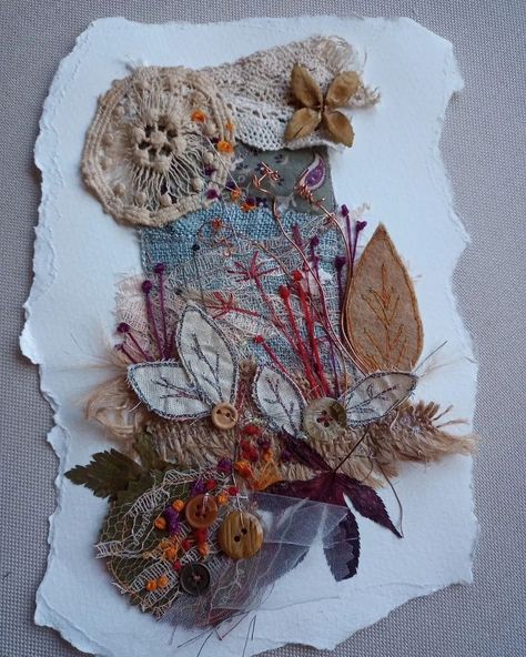 #fabriccollageart • Instagram Paper And Fabric Collage, Embroidered Photography, 2025 Creative, Mixed Media Embroidery, Mixed Media Textile Art, Textiles Inspiration, Mixed Media Textiles, Books Lover, Personal Investigation