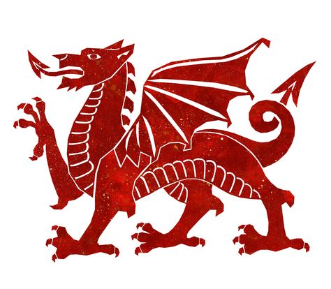 Y Ddraig Goch - The Red Dragon +++ illustration by Daniela Faber 2017 +++ Wales Welsh Cymru am byth emblem flag celtic Welsh Dragon Illustration, Cymru Am Byth Tattoo, Welsh Dragon Tattoo Women, Welsh Dragon Art, Medieval Dragon Illustration, Dragon Illustration Design, Scottish Dragon, Welsh Illustration, Wales Tattoo