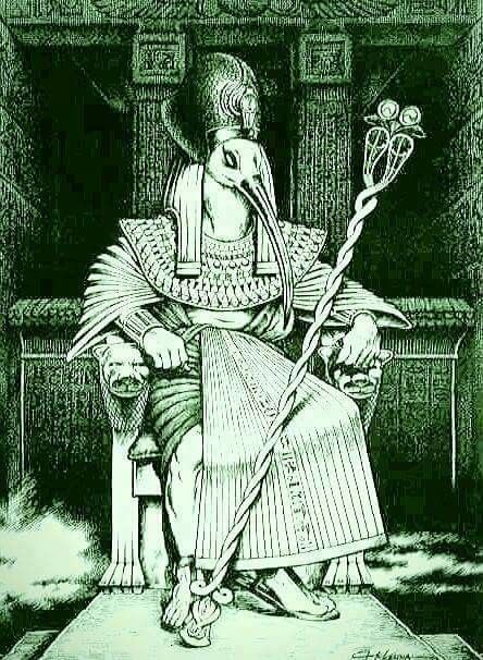 Thoth (Tehuty, Djehuty, Tahuti, Tehuti, Zehuti, Techu, Tetu) Was One Of The Earlier Egyptian Gods.  He was popular throughout Egypt, but was particularly venerated in Khnum (Hermopolis Magna) where he was worshipped as part of the Ogdoad.   As the power of his cult grew, the myth was rewritten to make Thoth the creator god. According to this variant, Thoth (in the form of an ibis, one of his sacred animals) laid an egg from which Ra (Atum, Nefertum, or khepri) was born.   Other myths suggest tha Ancient Egypt Gods, Egypt Museum, Egyptian Deity, Egypt Tattoo, Gods Of Egypt, Ancient Egyptian Gods, Ancient Egypt Art, Egyptian Tattoo, Esoteric Art