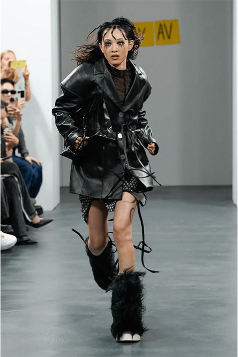 AVAVAV Spring/Summer 2024 at Milan Fashion Week | Hypebeast 2023 Jackets, Milan Fashion Week Runway, Sheer Leggings, Fashion Trends Winter, Dark Photography, Spring 2024, Hoodie Design, No Time, Milan Fashion Week