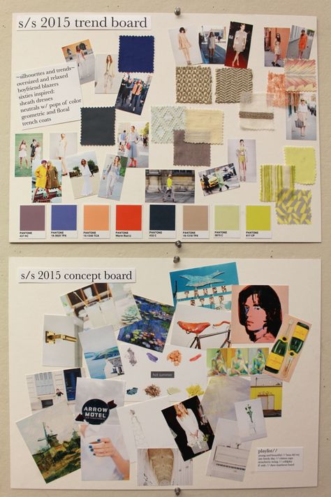 S/S 2015 Trend and Concept Boards on SCAD Portfolios Craft Portfolio Ideas, Look Board Fashion Portfolio, Trendboards Fashion, Trend Research Board, Fashion Designer Board, Concept Board Fashion Portfolio, Fashion Scrapbook Aesthetic, Mood Board Poster, Mood Board Fashion Portfolio