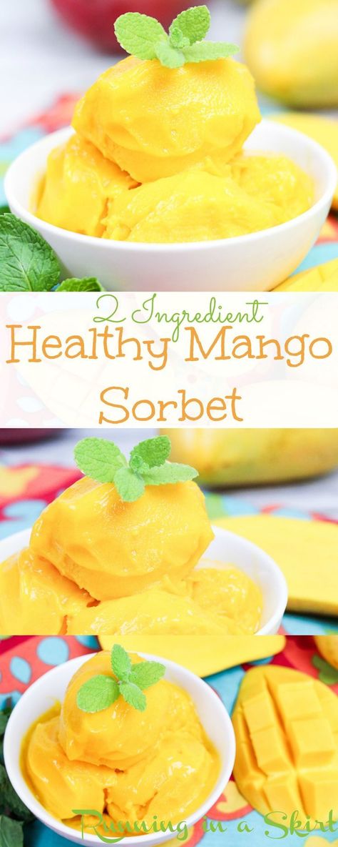 Fruit Desserts Healthy, Mango Sorbet Recipe, Hemgjord Glass, Weight Watcher Desserts, Sorbet Is, Healthy Fruit Desserts, Sorbet Recipe, Mango Sorbet, Clean Eating Desserts