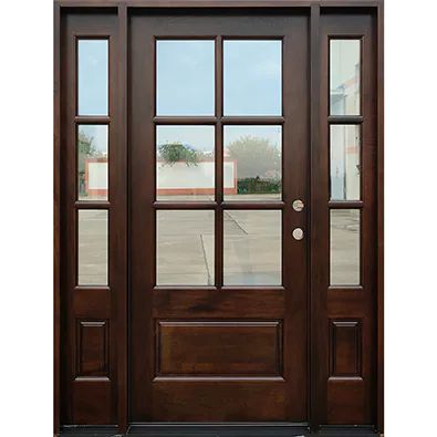 Entrance Doors Ideas Front Entry, Single Front Door With Sidelights, Craftsman Front Door, Exterior Doors With Sidelights, Front Door With Sidelights, Entry Steps, Single Front Door, Door With Sidelights, Solid Wood Front Door