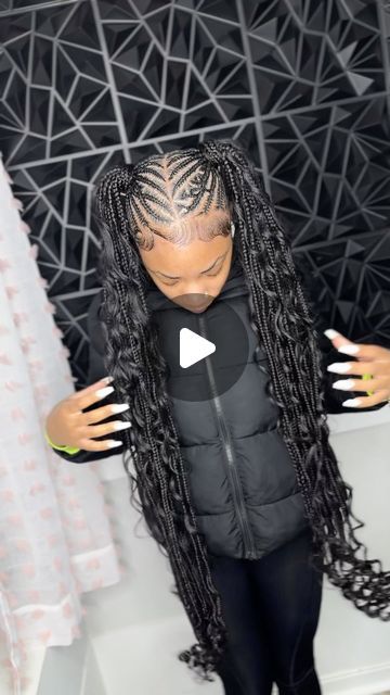 dejaabraidss💇🏾‍♀️ on Instagram: "2 feed in ponytail 😍😍(she had moving scalp it was hard to make it straight) but it’s still cute 😊" Straight Up With Curls Braids, Hairstyles Straight Back Braids, Hairstyles For Back To School Braids, 2 Braided Ponytail Hairstyles, Two Braids Ponytail, 2 Ponytail Braids, Two Feed In Braids With Weave, Braided Ponytail Hairstyles Feed In, Teen Braid Styles