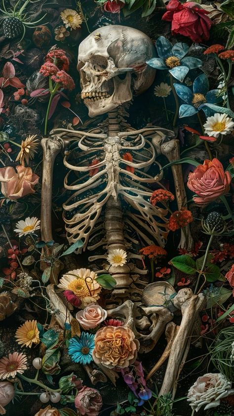 Skeleton in flowers #skeleton #flowers #aiartcommunity #artificalintelligence #stilllife Skeleton Artwork, Halloween Canvas Art, Skeleton Illustration, Floral Metal Wall Art, Skull Artwork, Skeleton Art, Art And Painting, Simple Acrylic Paintings, Jrr Tolkien