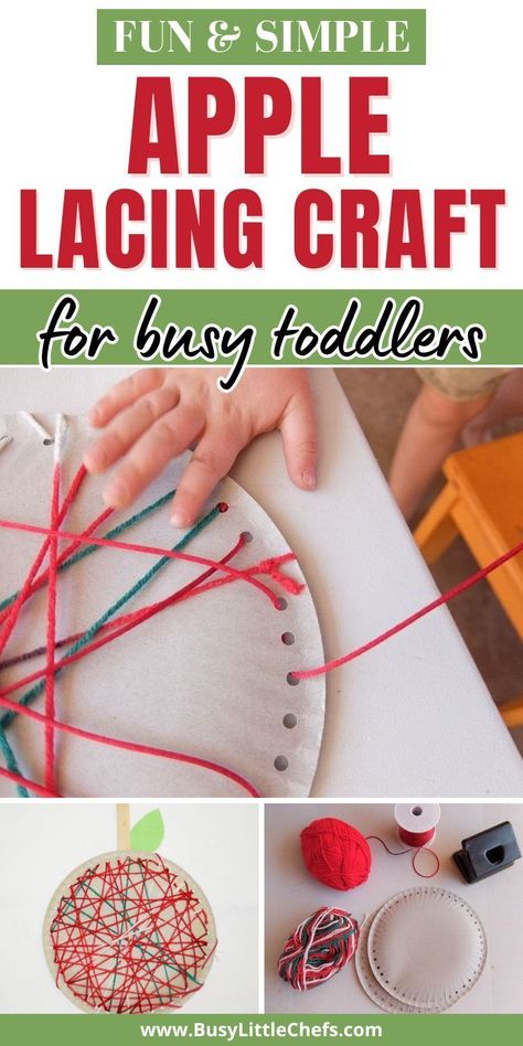 Here’s a simple Fall apple craft for kids, toddlers or preschoolers. So cute and fun! Easy apple lacing Fall crafts for preschoolers (2, 3, 4 year olds) - a fine motor activity for toddlers that practices scissor skills. No mess, no prep quick DIY preschool ideas & fall activities for toddlers. Fall apple crafts for toddlers to keep kids busy at home! Fun paper plate crafts for kids & activities for preschoolers to make this Fall. Best apple activities & easy Fall craft for toddlers. Fall Crafts For 2 Year Kids At Home, Simple Apple Crafts Preschool, Apple Lacing Craft, Fall 3d Art For Preschoolers, September Daycare Activities, Applecraft Preschool, September Arts And Crafts For Toddlers, Fall Stem Activities Preschool, Fall Activities For Toddlers Daycare