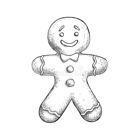 Gingerbread Man Icing, Gingerbread Man Drawing, Cookie Drawing, Easy Christmas Drawings, Handcrafted Christmas Cards, Traditional Christmas Cookies, Xmas Drawing, Christmas Sketch, Candle Drawing