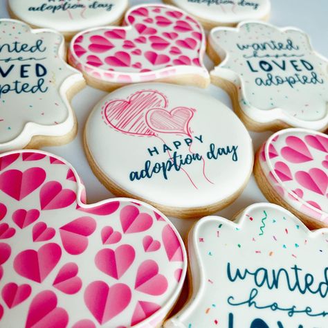 Adoption Day Celebration, Adoption Day Cookies Decorated, Adoption Cake Ideas Families, Adoption Party Cookies, Adoption Day Cookies, Adoption Cookies Decorated, Adoption Party Ideas Foster Care, Adoption Cake Ideas, Adoption Cookies