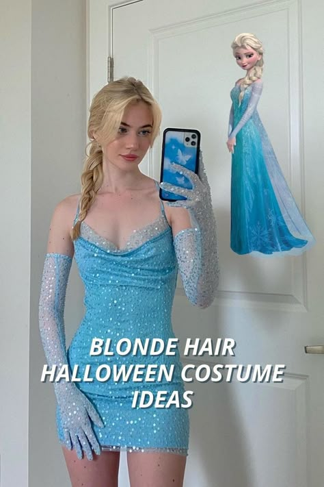 One Girl Halloween Costume, Halloween Costumesblondes, Halloween Costumes Blonde Brunette, Costume Dress Up Ideas, Holloween Costume Ideas Blonde Girl, Blonde Easy Halloween Costumes, Blonde Fancy Dress Ideas, Halloween Costumes For Long Blonde Hair, Curly Blonde Halloween Costume