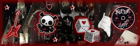 Alt Twitter Header, Punk Header, Scene Header Twitter, Rock Twitter Header, Emo Youtube Banner, Emo Headers Twitter, Red And Black Discord Banner, Scene Banner Discord, Discord Banner Black And Red