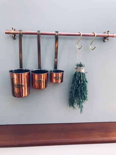 Brass Kitchen Rail, Kitchen Rail, Pan Hanger, Brass Rail, Copper Kitchen Accessories, Pipe Railing, Kitchen Rails, Coat Rail, Copper Kitchen Decor