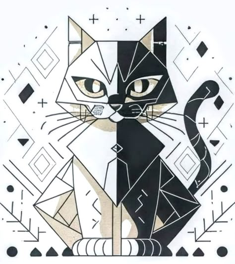 Pop Art Cat, Black And White Painting, Star Wars Poster, Sketchbook Journaling, Cat Tattoo, Cat Drawing, Cat Design, Sticker Art, Abstract Art Painting