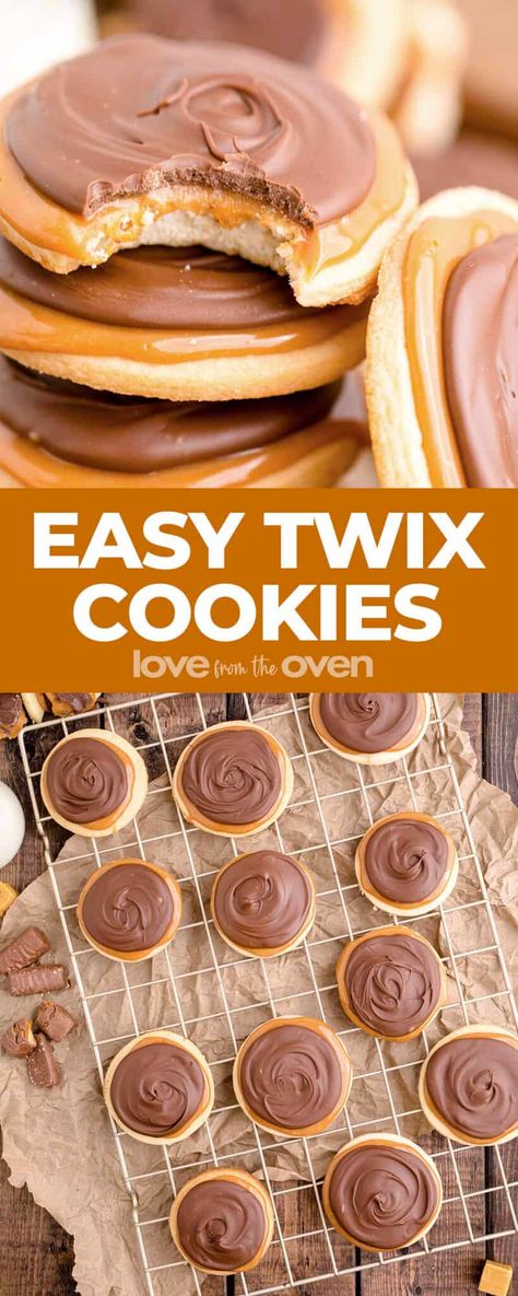 Twix Cookies • Love From The Oven Sausage Cream Cheese Crescents, Caramel Cakes, Sausage Cream Cheese, Cookies Love, Love From The Oven, Cut Out Cookie Recipe, Crumbl Cookies, Twix Cookies, Frozen Cookies