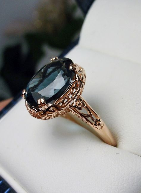 Natural London Blue Topaz Ring/ Rose Gold Plated Sterling - Etsy Australia Silver Clutch Purse, Topaz Birthstone, Future Engagement Rings, Edwardian Jewelry, Topaz Engagement Ring, London Blue Topaz Ring, Ring Rose Gold, Sterling Silver Filigree, Blue Gemstones