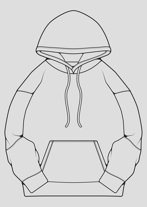 Hoodie Template, Boxy Hoodie, Shoe Sketches, Hoodie Drawing, Hoodies Aesthetic, Outline Drawing, Drawing Vector, Sketch Style, Shirt Design Inspiration