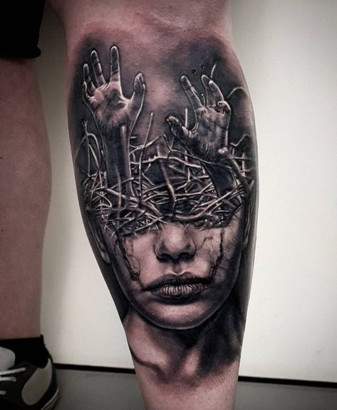 Multiple Personality Tattoo, Bipolarity Tattoo, Post Apocalyptic Tattoo, Split Personality Tattoo, Emotions Tattoo, Sinister Tattoos, Gotik Tattoo, Monster Tattoo, Awareness Tattoo